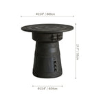 Sculptural Solid Wood Drum Side Table with Carved Vintage Detail Dimensions