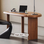 Sculptural Solid Wood Office Desk with Curved Mango Top and Thick Slab Base