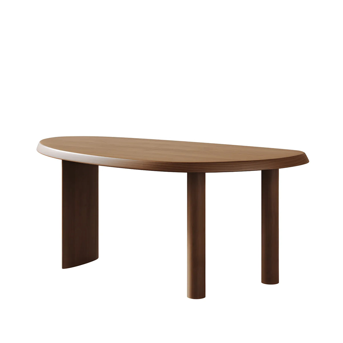 Sculptural Solid Wood Office Desk with Curved Mango Top and Thick Slab Base
