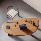 Sculptural Solid Wood Office Desk with Curved Mango Top and Thick Slab Base