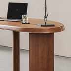 Sculptural Solid Wood Office Desk with Curved Mango Top and Thick Slab Base
