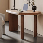 Sculptural Solid Wood Office Desk with Curved Mango Top and Thick Slab Base