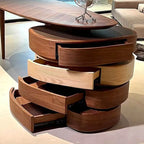 Sculptural Solid Wood Office Desk with Rotating Tiered Base