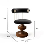 Sculptural Solid Wood Vanity Stool With Bolster Back and Swivel Seat Dimensions