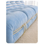 Sculptural Soriana Lounge Sofa Series in Matte Velvet, Striped Back and Tufted Seat