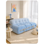 Sculptural Soriana Lounge Sofa Series in Matte Velvet, Striped Back and Tufted Seat Main Product Image