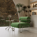 Sculptural Stainless Steel Chairs with Corduroy Upholstery in Retro Hues