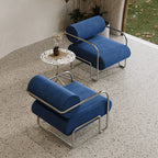 Sculptural Stainless Steel Chairs with Corduroy Upholstery in Retro Hues
