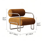 Sculptural Stainless Steel Chairs with Corduroy Upholstery in Retro Hues Dimensions