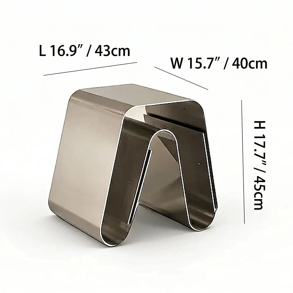 Sculptural Stainless Steel Coffee Table Set with Modular Storage & Cable Management Dimensions