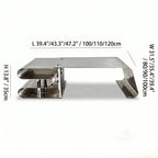 Sculptural Stainless Steel Coffee Table Set with Modular Storage & Cable Management Dimensions