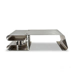 Sculptural Stainless Steel Coffee Table Set with Modular Storage & Cable Management
