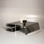 Sculptural Stainless Steel Coffee Table Set with Modular Storage & Cable Management