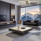 Sculptural Stainless Steel Coffee Table with Hidden Drawer & Floating Base