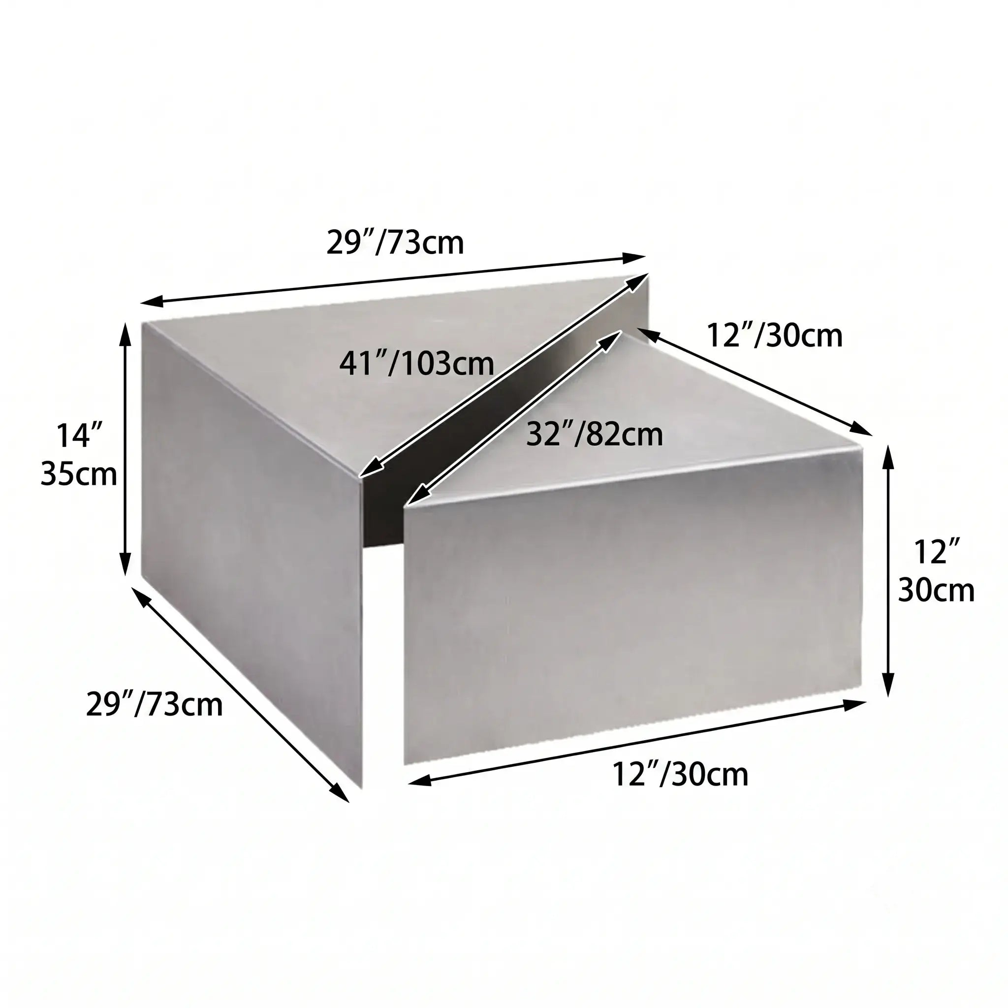 Sculptural Stainless Steel Coffee Table with Layered Geometry and Brushed Finishes Dimensions