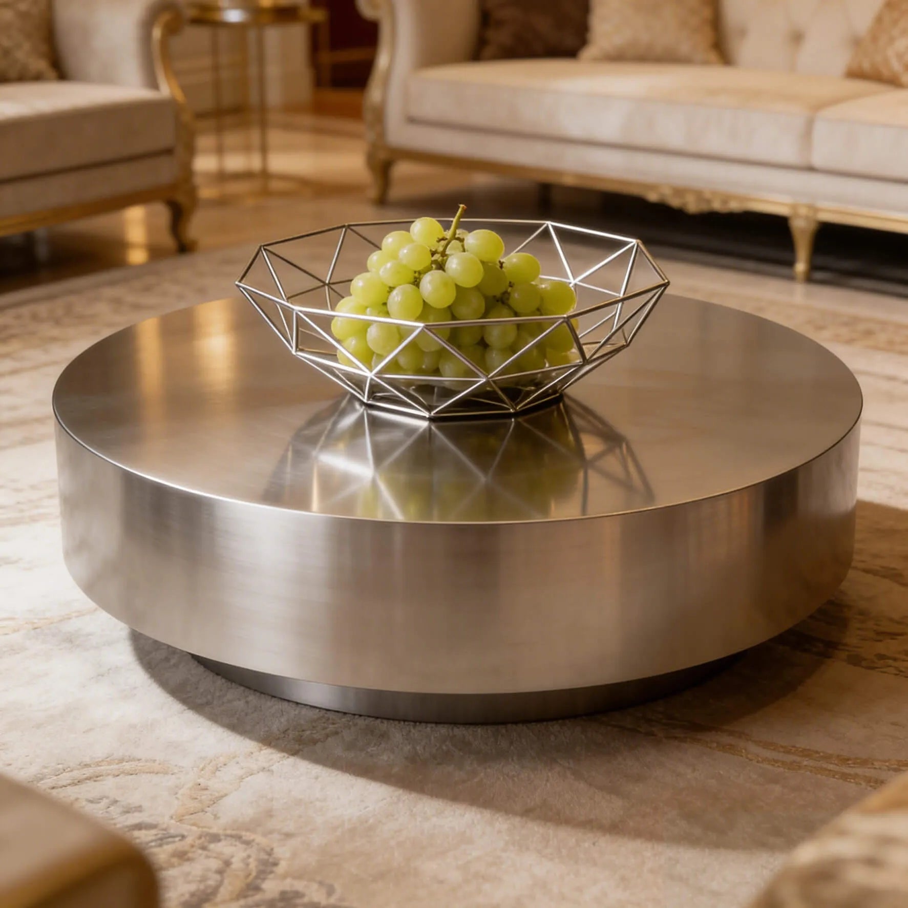 Sculptural Stainless Steel Coffee Table with Matte and Mirror Finishes Secondary image