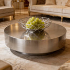 Sculptural Stainless Steel Coffee Table with Matte and Mirror Finishes