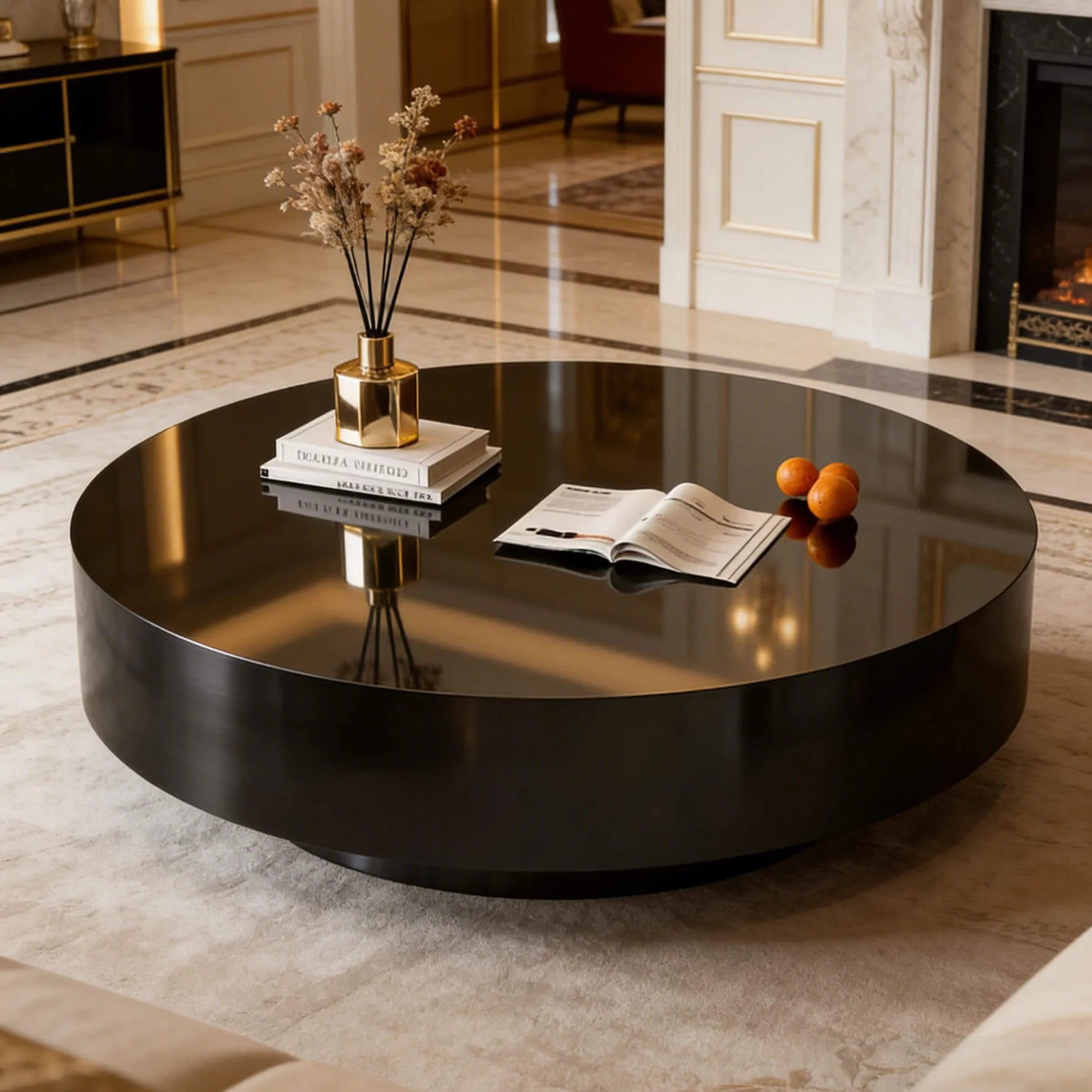 Sculptural Stainless Steel Coffee Table with Matte and Mirror Finishes