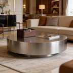 Sculptural Stainless Steel Coffee Table with Matte and Mirror Finishes Main Product Image