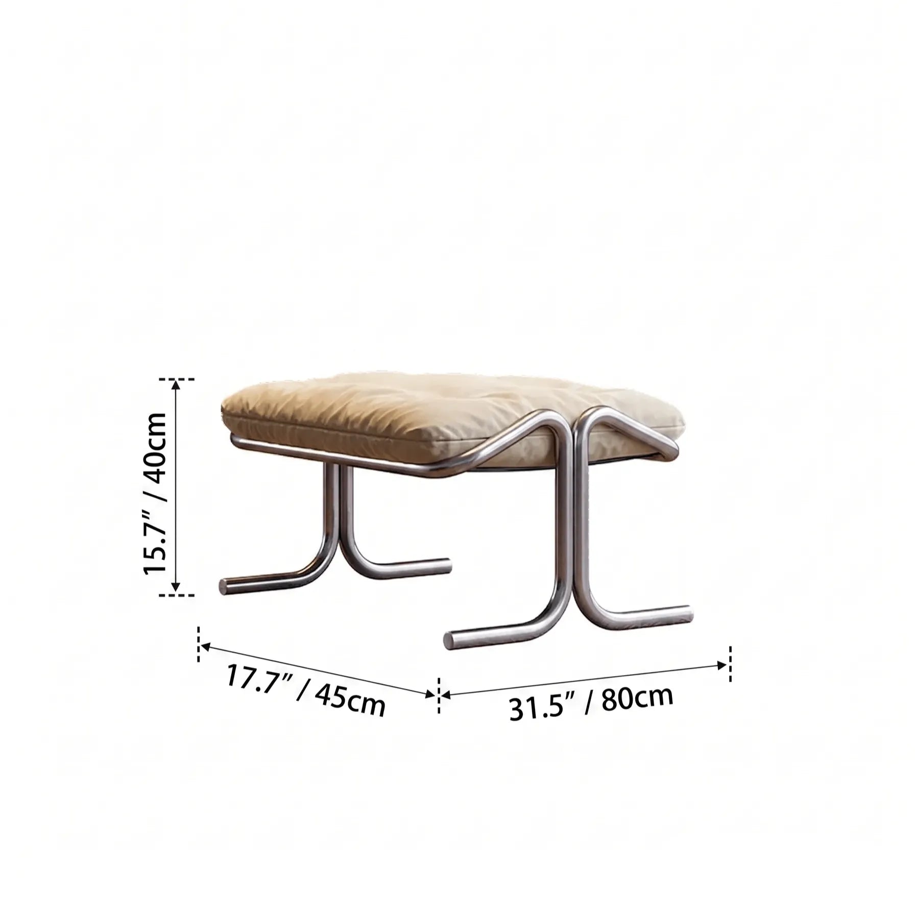 Sculptural Stainless Steel Lounge Chair with Button-Tufted Suede Upholstery