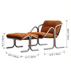 Sculptural Stainless Steel Lounge Chair with Button-Tufted Suede Upholstery