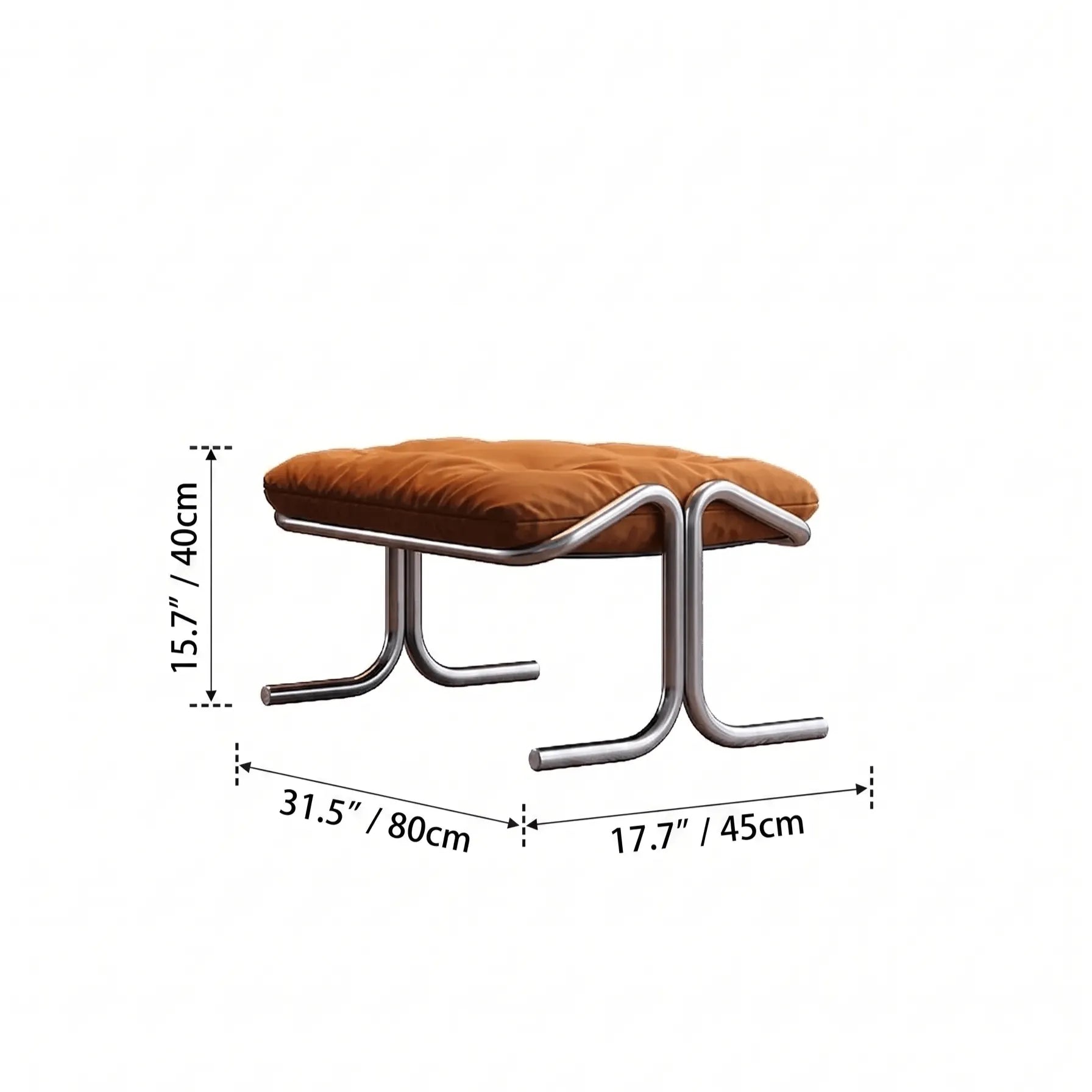 Sculptural Stainless Steel Lounge Chair with Button-Tufted Suede Upholstery