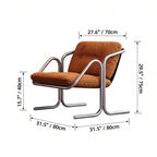 Sculptural Stainless Steel Lounge Chair with Button-Tufted Suede Upholstery