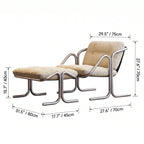 Sculptural Stainless Steel Lounge Chair with Button-Tufted Suede Upholstery
