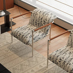 Sculptural Stainless Steel Lounge Chair with Fluted Textured Upholstery