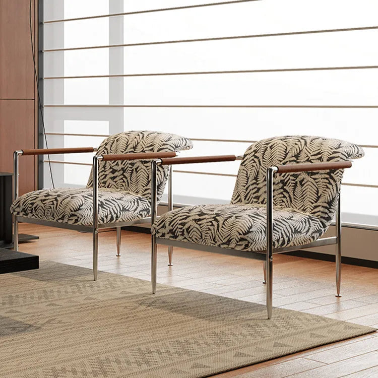 Sculptural Stainless Steel Lounge Chair with Fluted Textured Upholstery