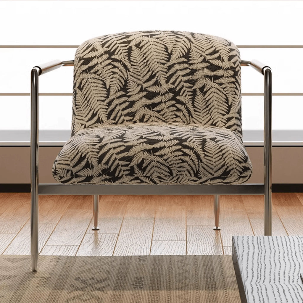 Sculptural Stainless Steel Lounge Chair with Fluted Textured Upholstery