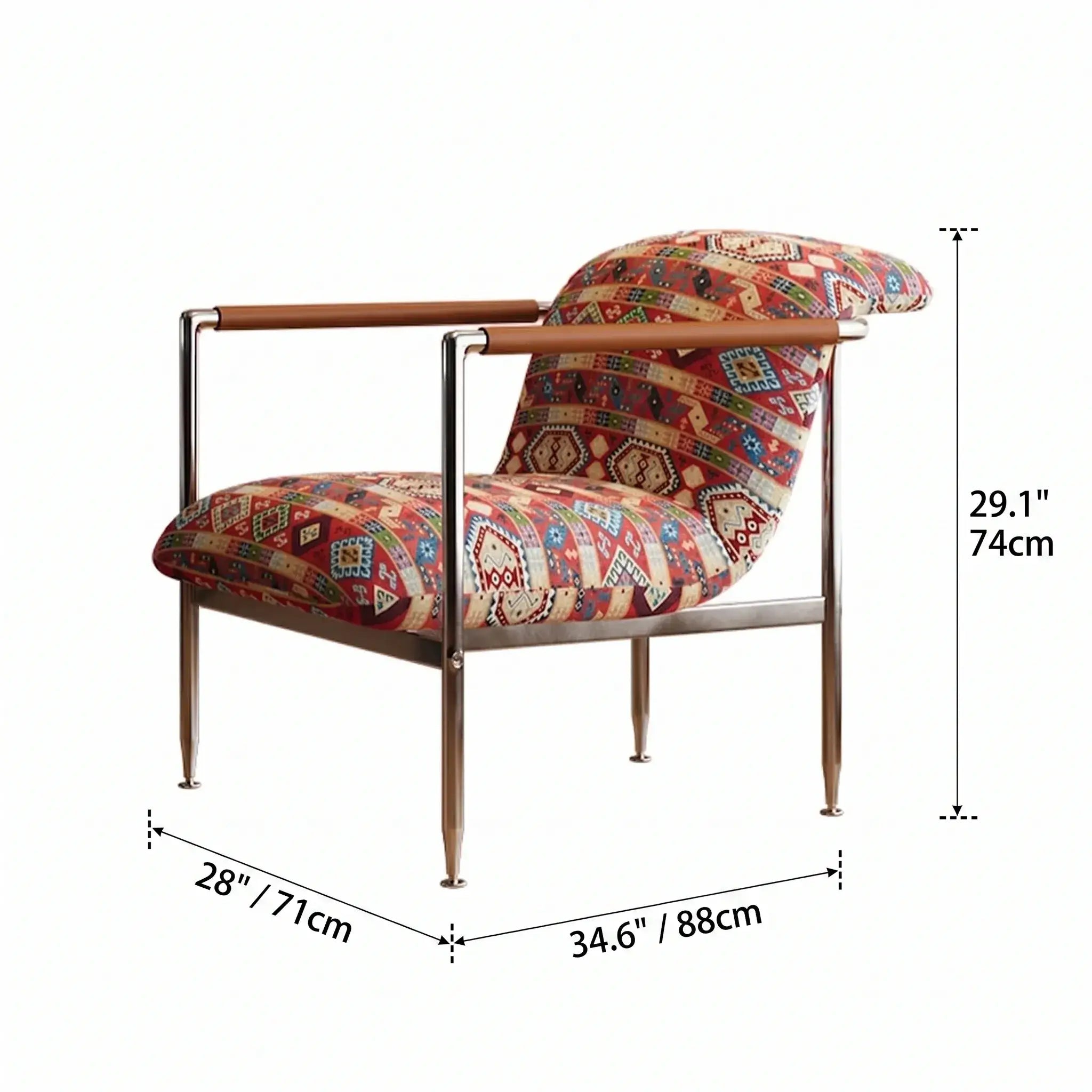 Sculptural Stainless Steel Lounge Chair with Fluted Textured Upholstery