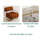 Sculptural Stainless Steel Lounge Chair with Textured Fabric & Rounded Armrests
