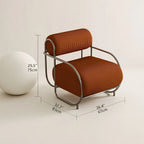 Sculptural Stainless Steel Lounge Chair with Textured Fabric & Rounded Armrests