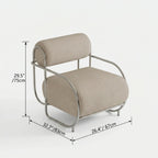 Sculptural Stainless Steel Lounge Chair with Textured Fabric & Rounded Armrests Dimensions