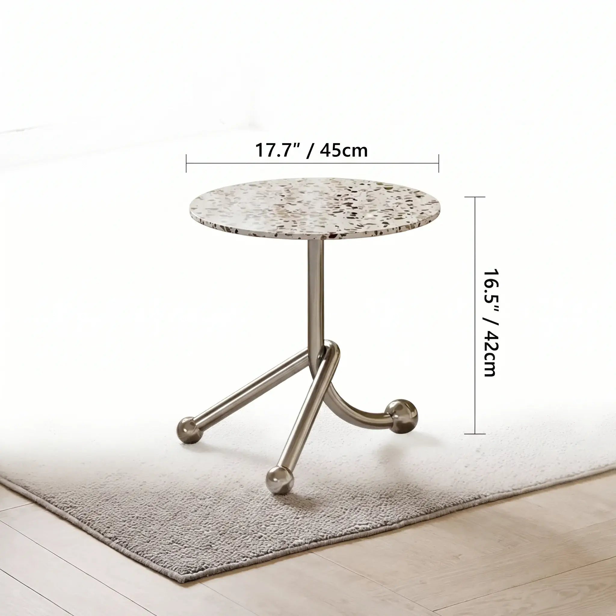 Sculptural Stainless Steel Lounge Chair with Textured Fabric & Rounded Armrests Dimensions