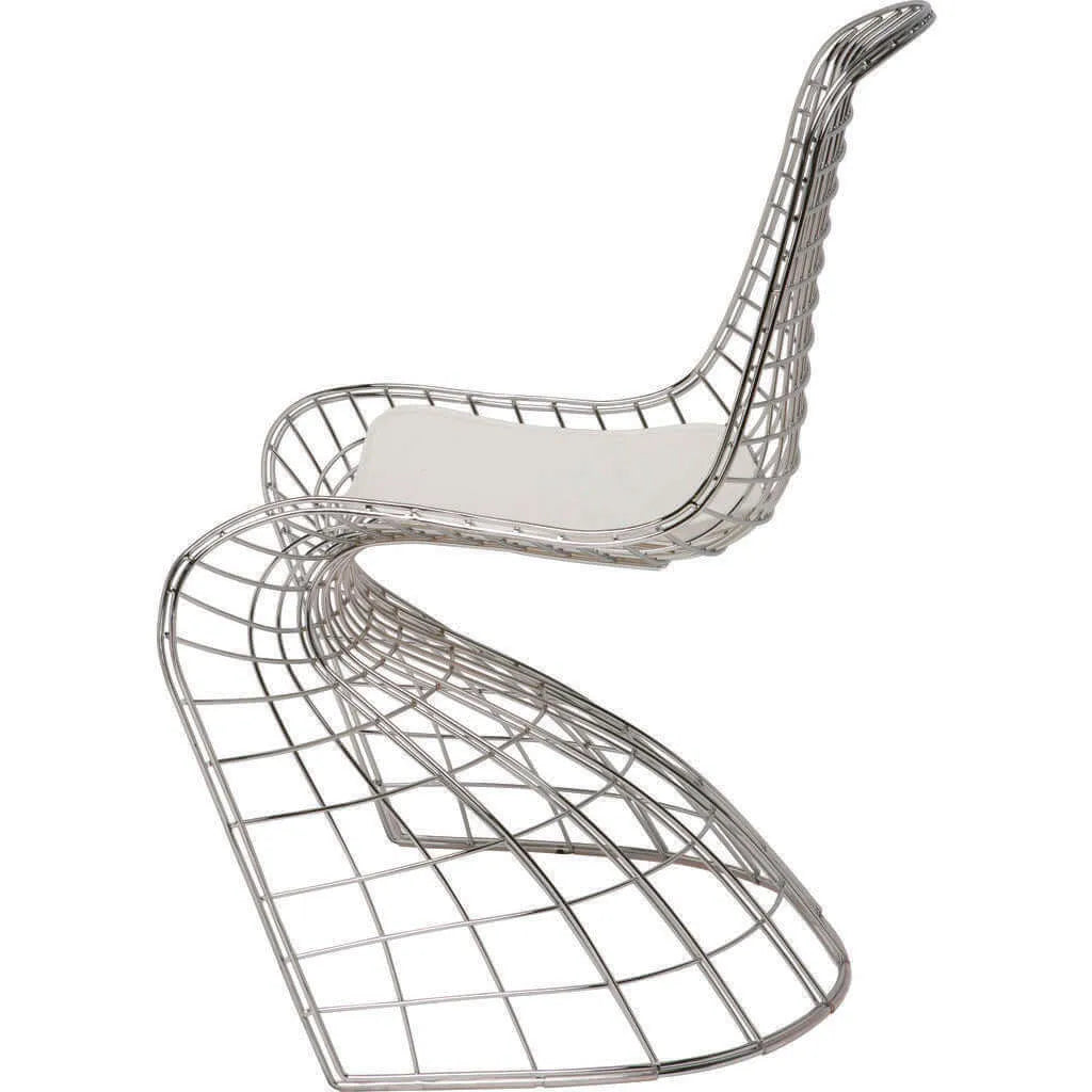 Sculptural Stainless Steel Wire Chair Series, Swerve Dining Chair