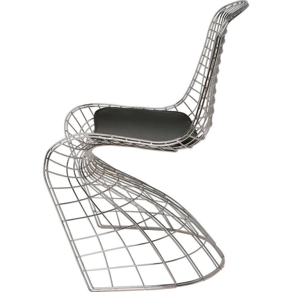 Sculptural Stainless Steel Wire Chair Series, Swerve Dining Chair