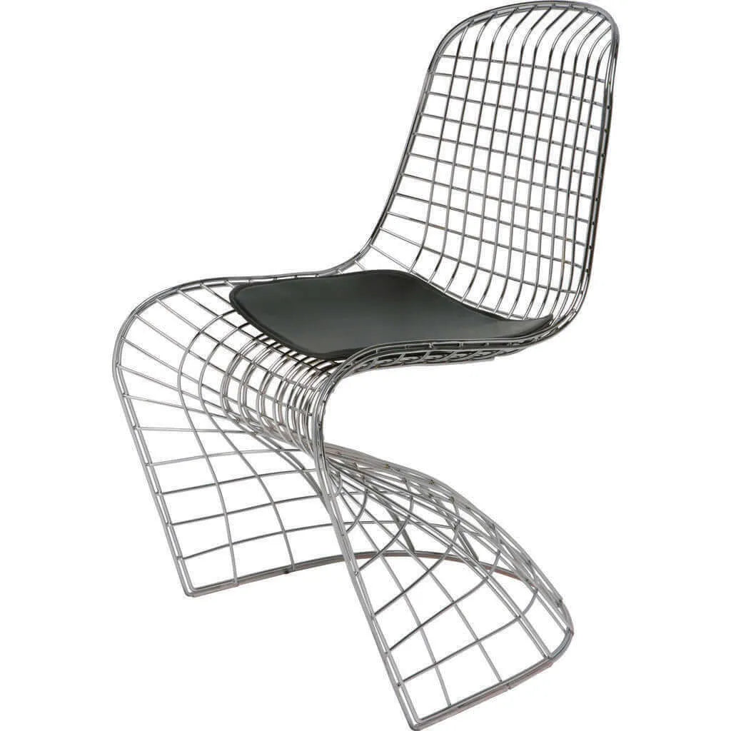 Sculptural Stainless Steel Wire Chair Series, Swerve Dining Chair