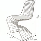 Sculptural Stainless Steel Wire Chair Series, Swerve Dining Chair Dimensions