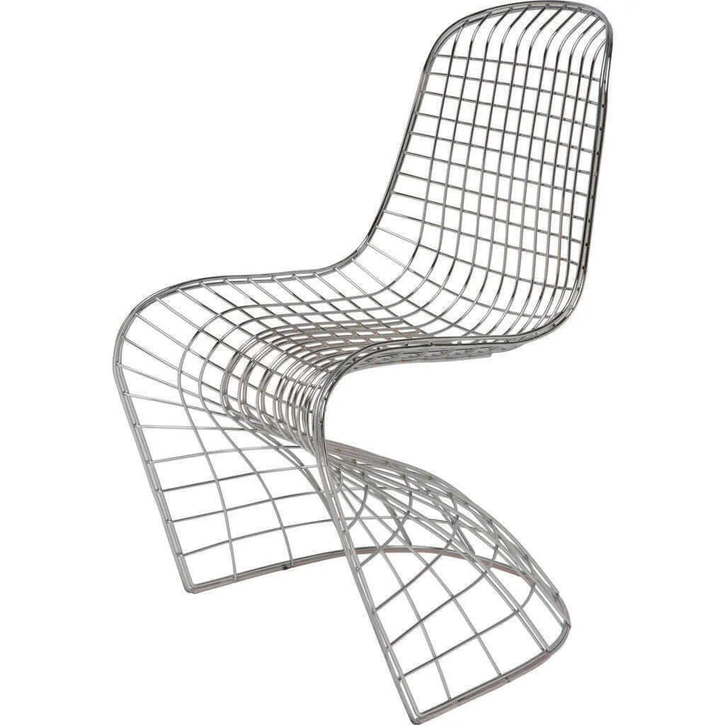 Sculptural Stainless Steel Wire Chair Series, Swerve Dining Chair Main Product Image Main image