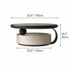 Sculptural Stone-Top Coffee Table Set With Floating Curves and Drawer Storage