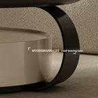 Sculptural Stone-Top Coffee Table Set With Floating Curves and Drawer Storage