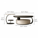 Sculptural Stone-Top Coffee Table Set With Floating Curves and Drawer Storage Dimensions