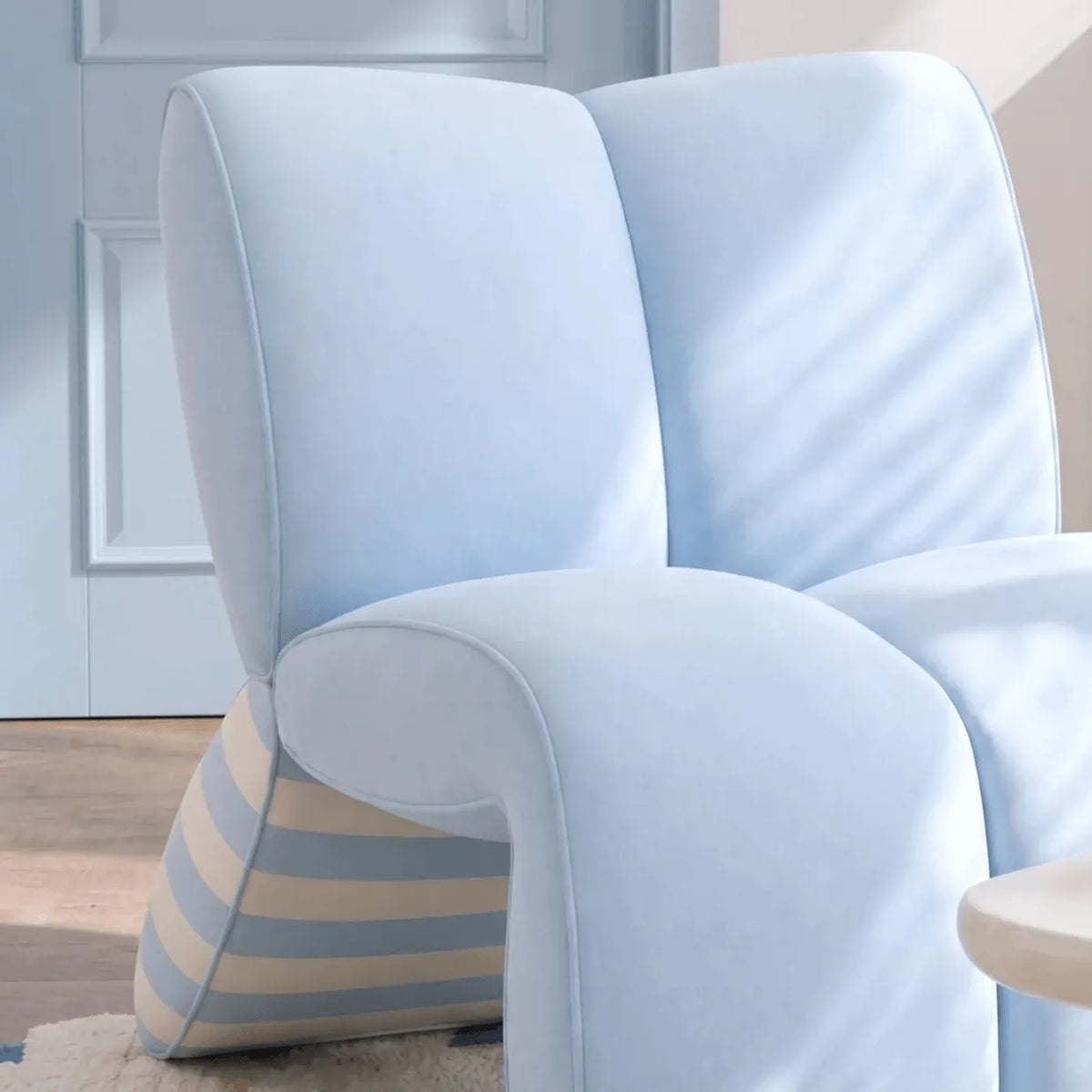 Sculptural Striped Velvet Accent Chair for Small Reading Corners