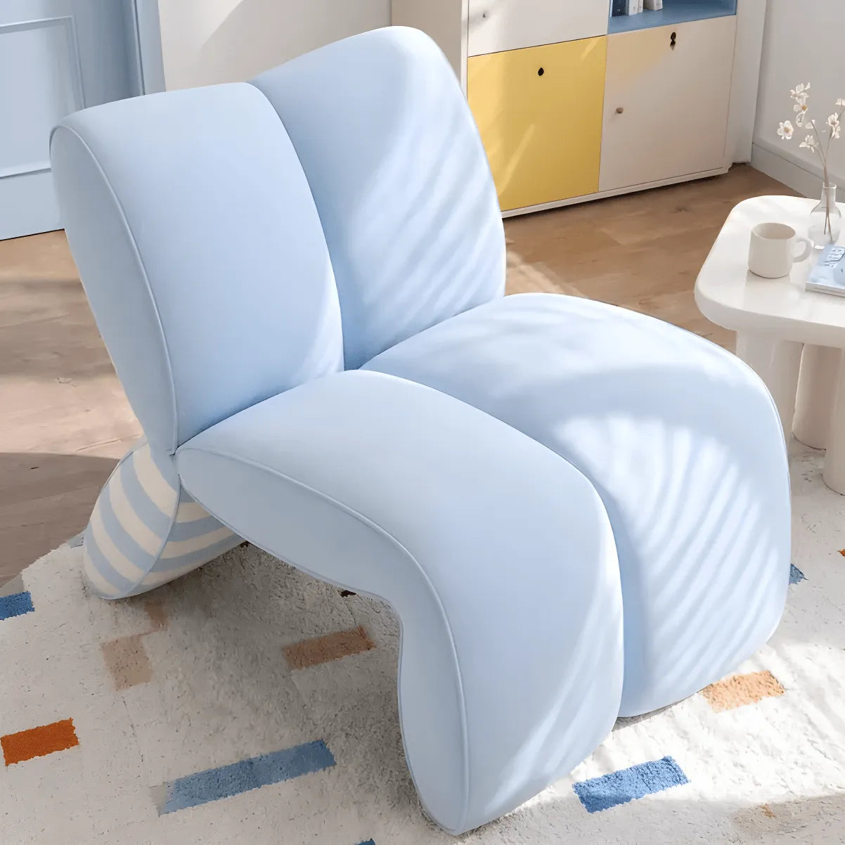Fauteuil d'appoint sculptural en velours rayé pour petits coins lecture Image secondaire du produit