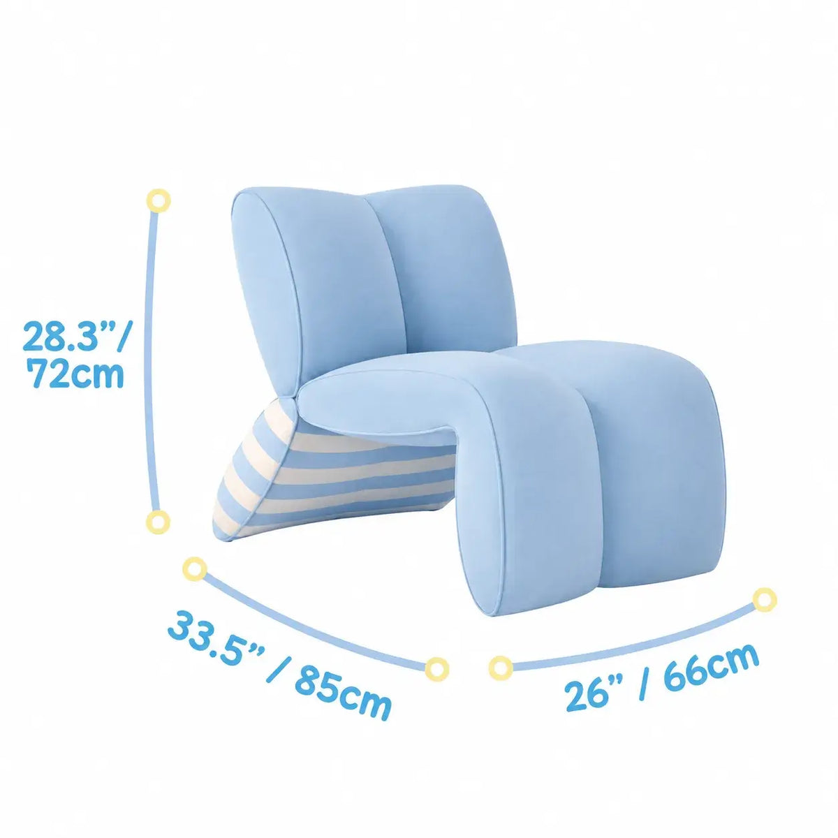 Sculptural Striped Velvet Accent Chair for Small Reading Corners Dimensions