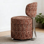 Sculptural Swivel Vanity Stool in Starlight Chenille With Low Back