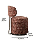 Sculptural Swivel Vanity Stool in Starlight Chenille With Low Back