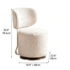 Sculptural Swivel Vanity Stool in Starlight Chenille With Low Back